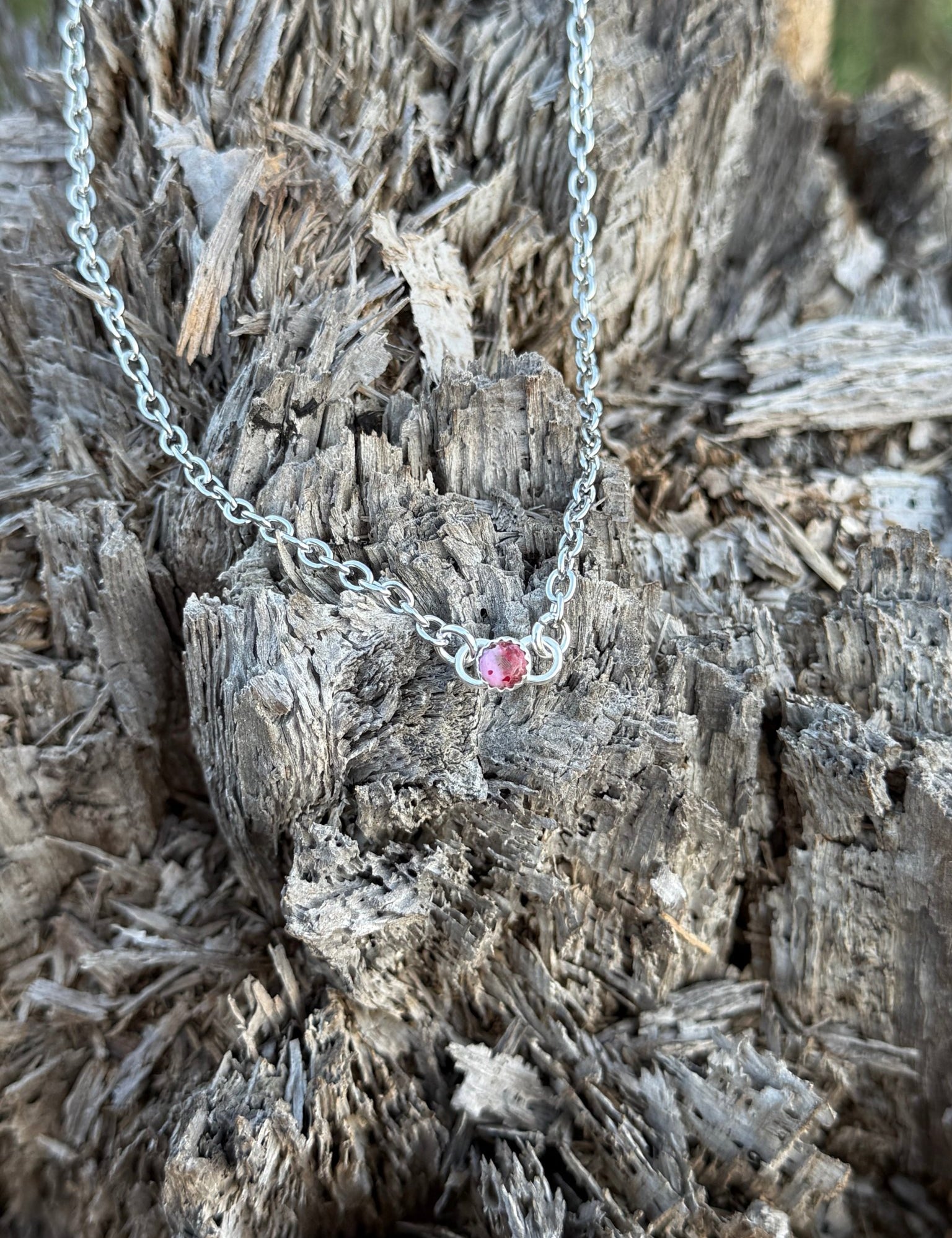 Authentic Pink Dahlia Stone Necklace