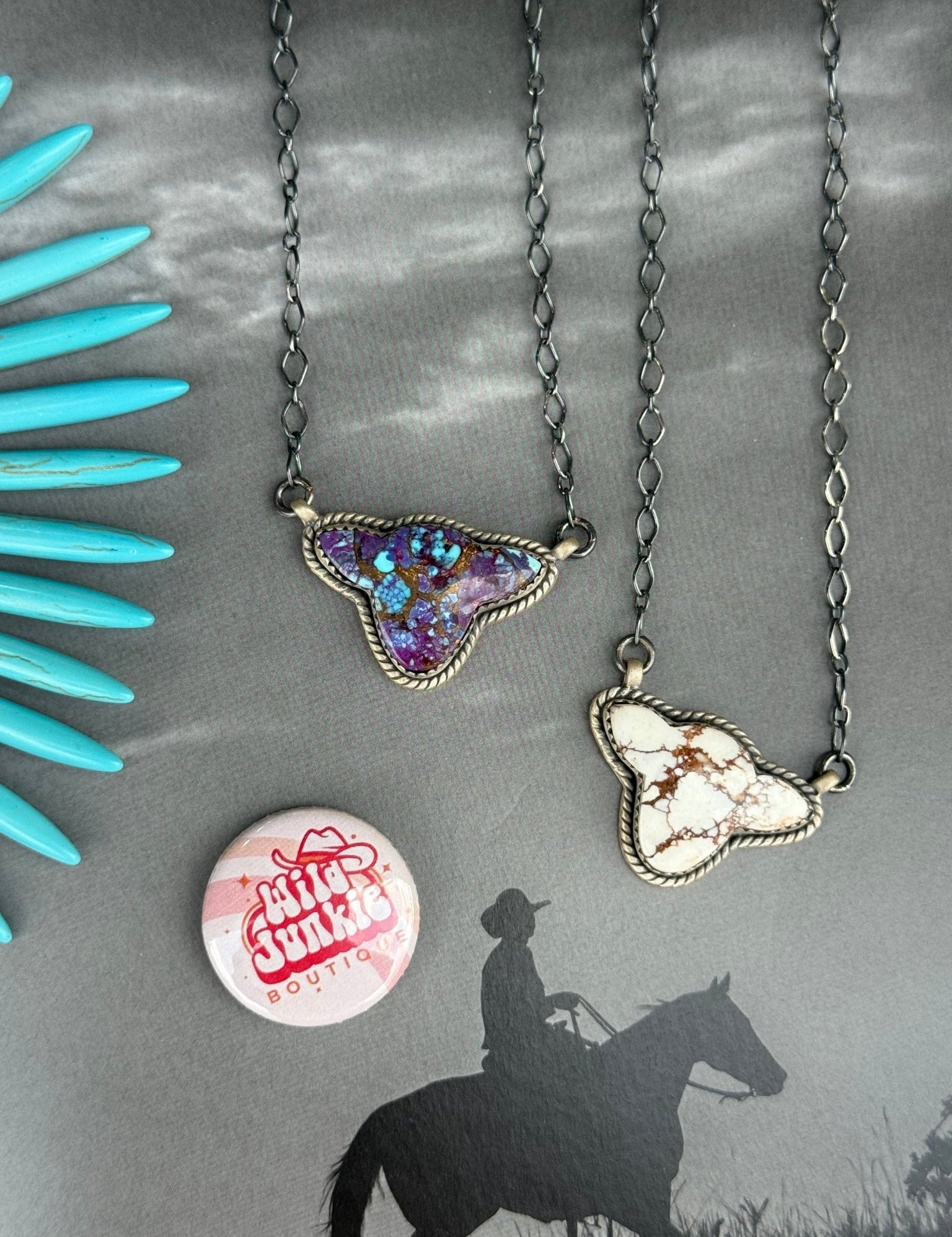 Authentic Purple Mohave Cow Head Necklace