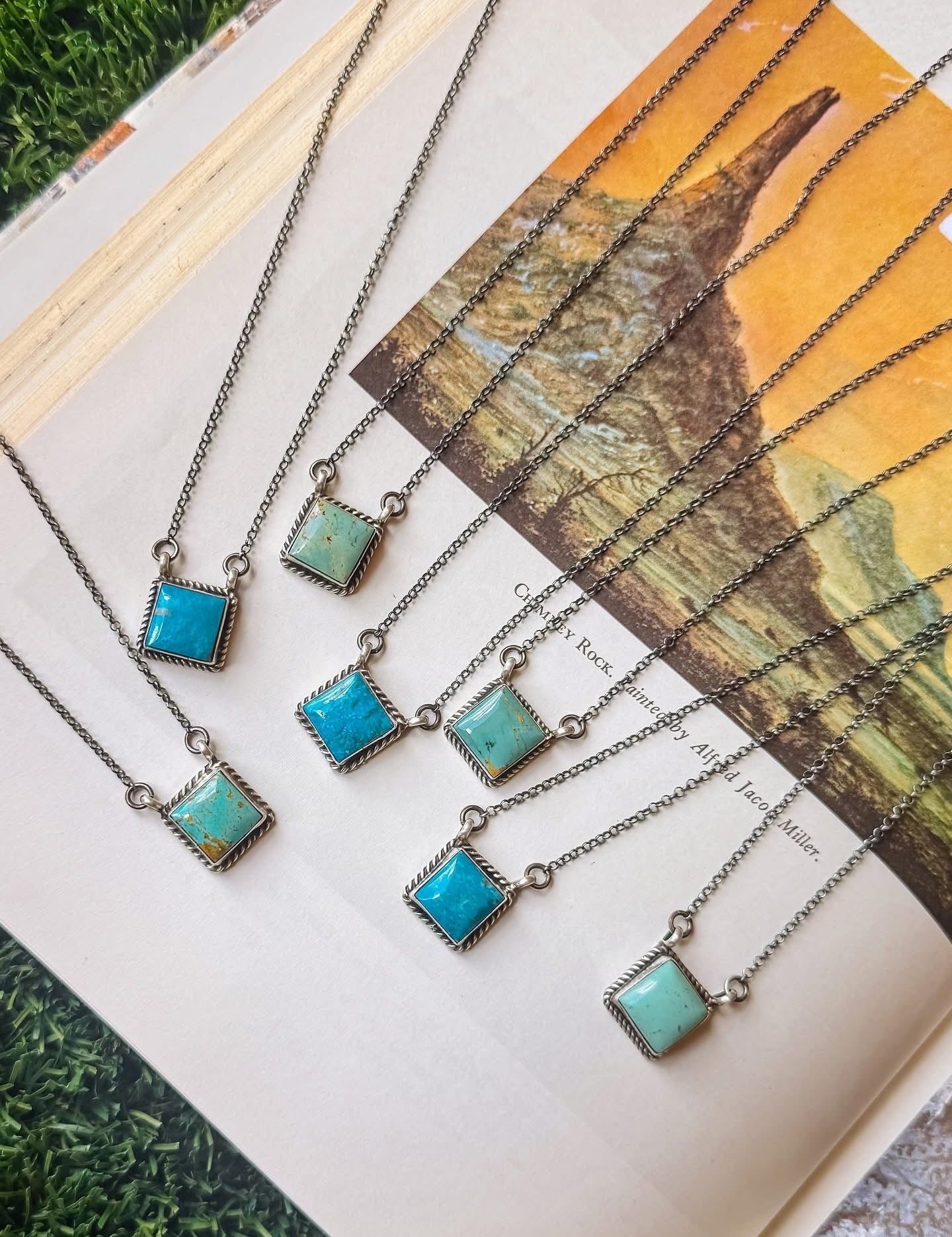 Authentic Roped Square Turquoise Necklace