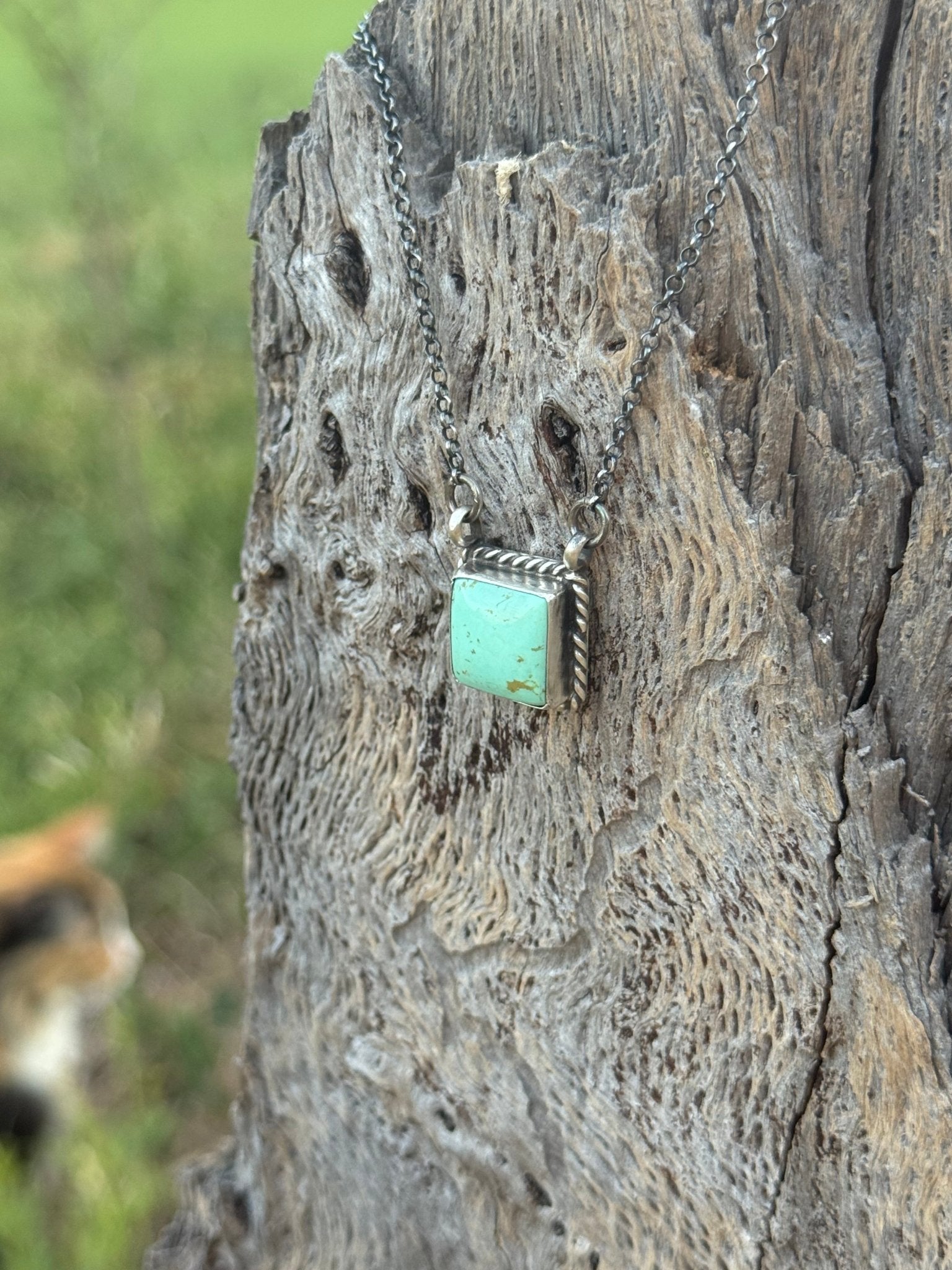 Authentic Roped Square Turquoise Necklace