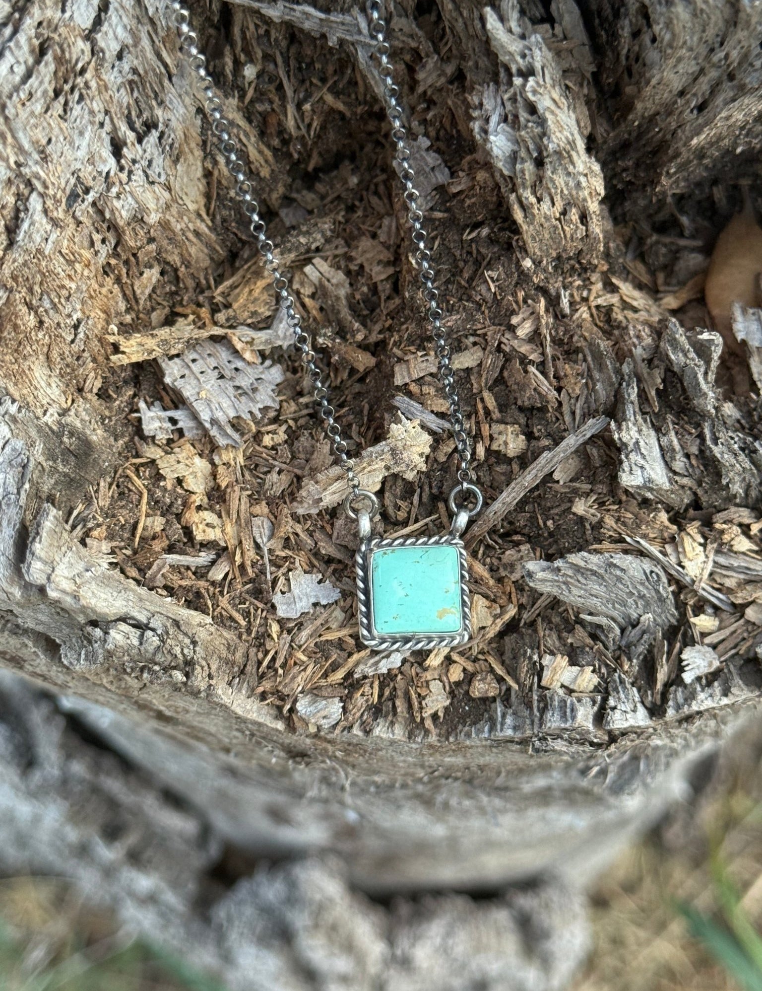 Authentic Roped Square Turquoise Necklace