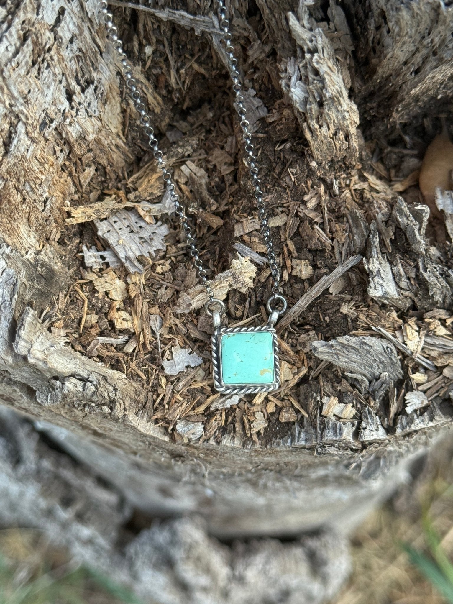 Authentic Roped Square Turquoise Necklace