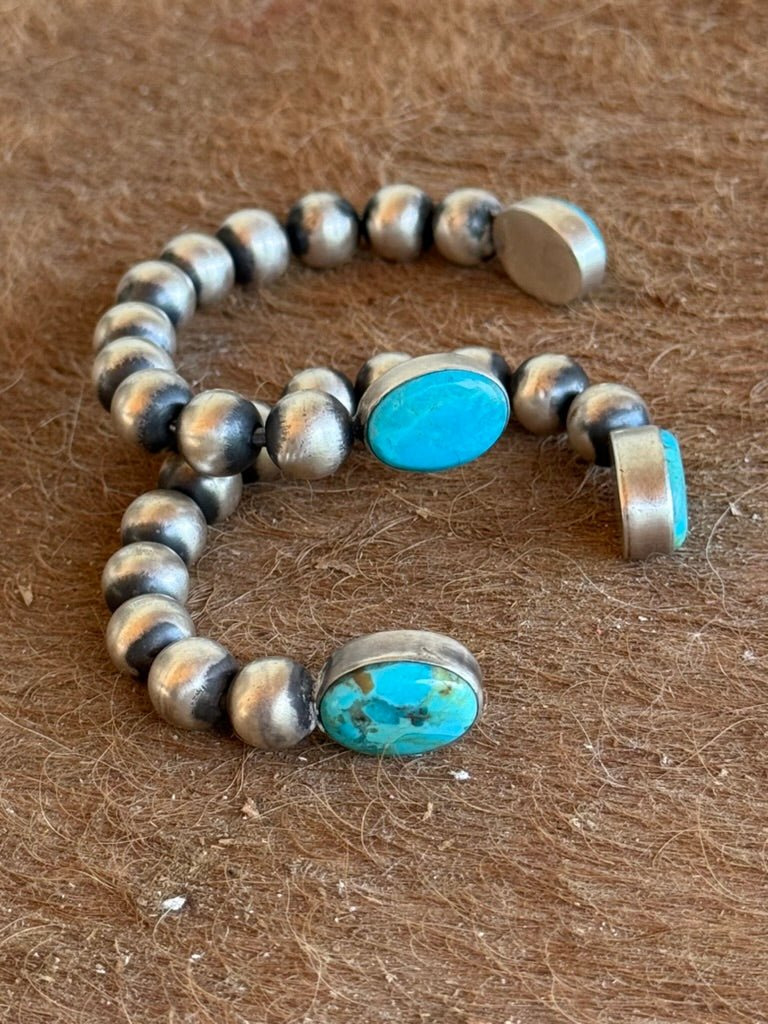 Authentic Royston Twin Stone Beaded Cuff Bracelet