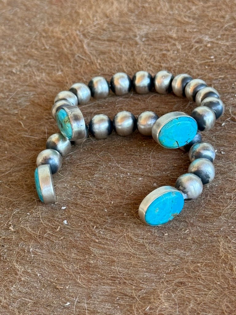 Authentic Royston Twin Stone Beaded Cuff Bracelet