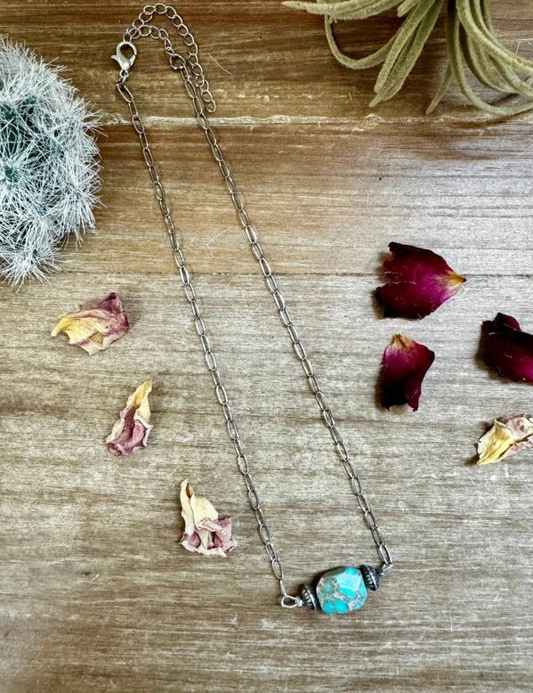 Authentic Silver Pearls and Turquoise Stone Necklace