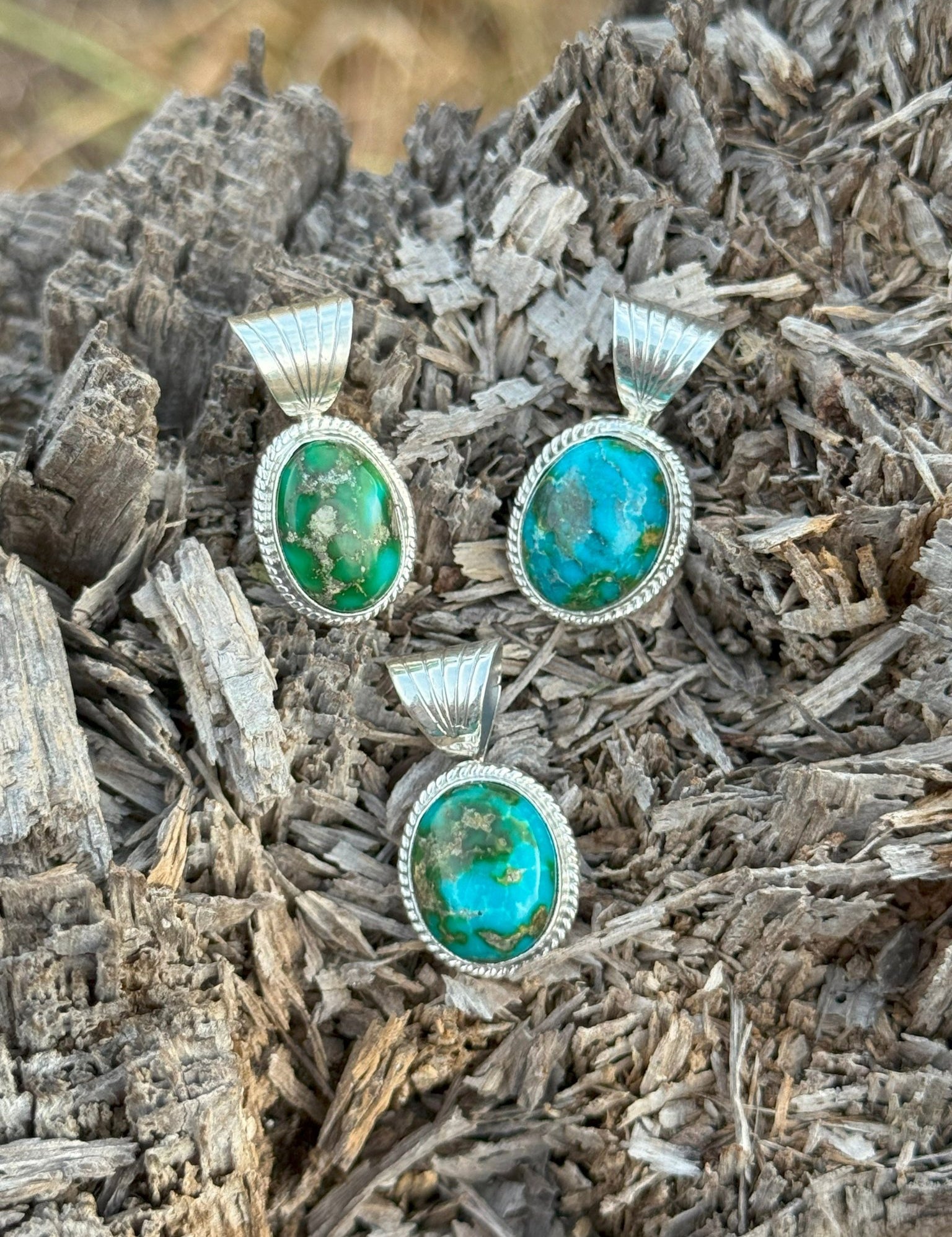 Authentic Sonoran Gold Oval Turquoise Pendant