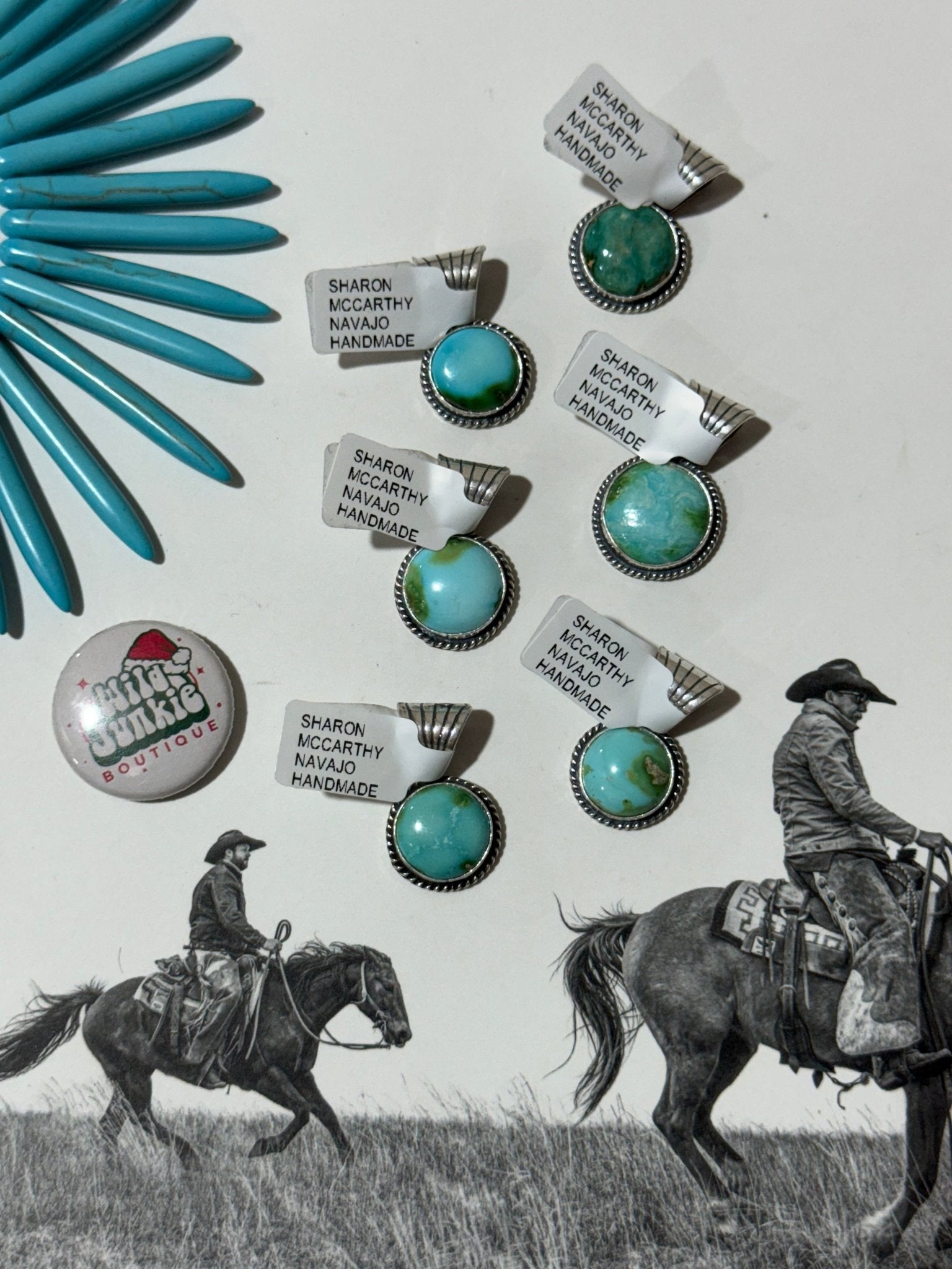 Authentic Sonoran Gold Oval Turquoise Pendant