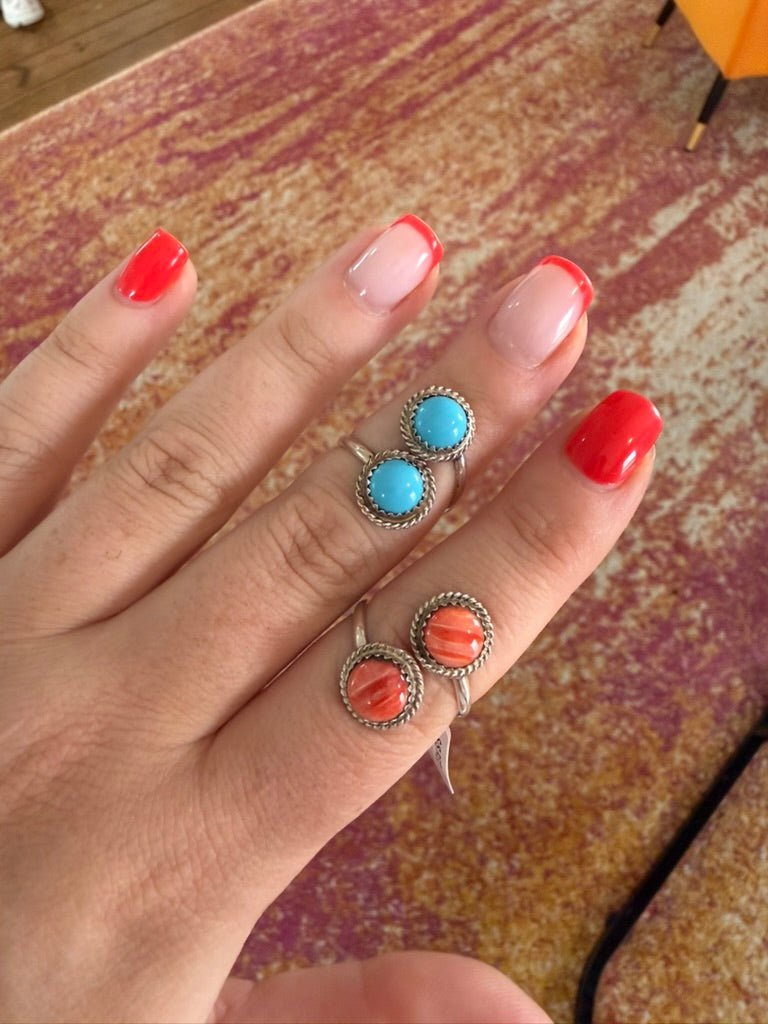 Authentic Spiny Oyster Dual Stone Adjustable Ring