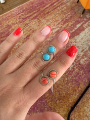 Authentic Spiny Oyster Dual Stone Adjustable Ring