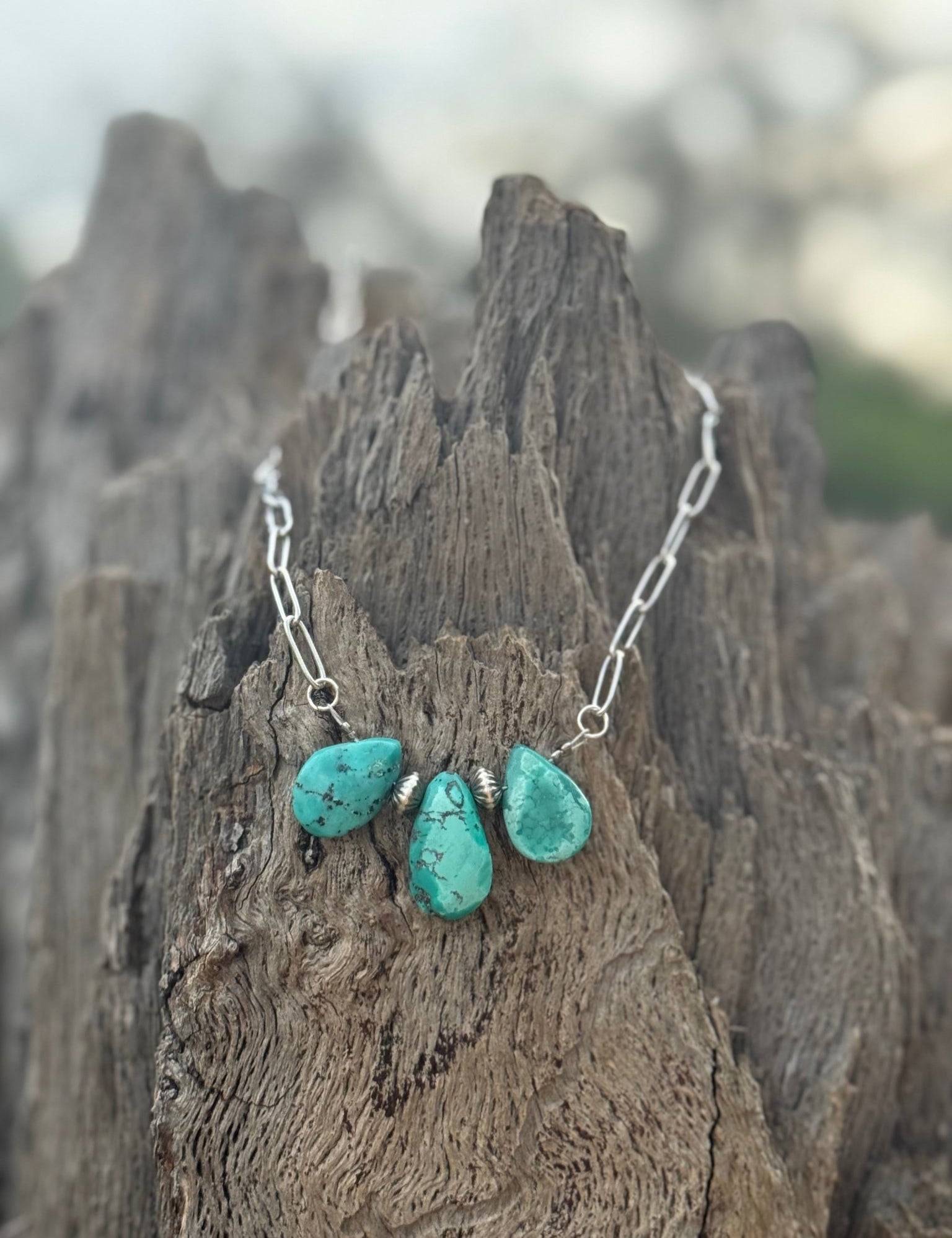 Authentic Teardrop Turquoise Stones Necklace