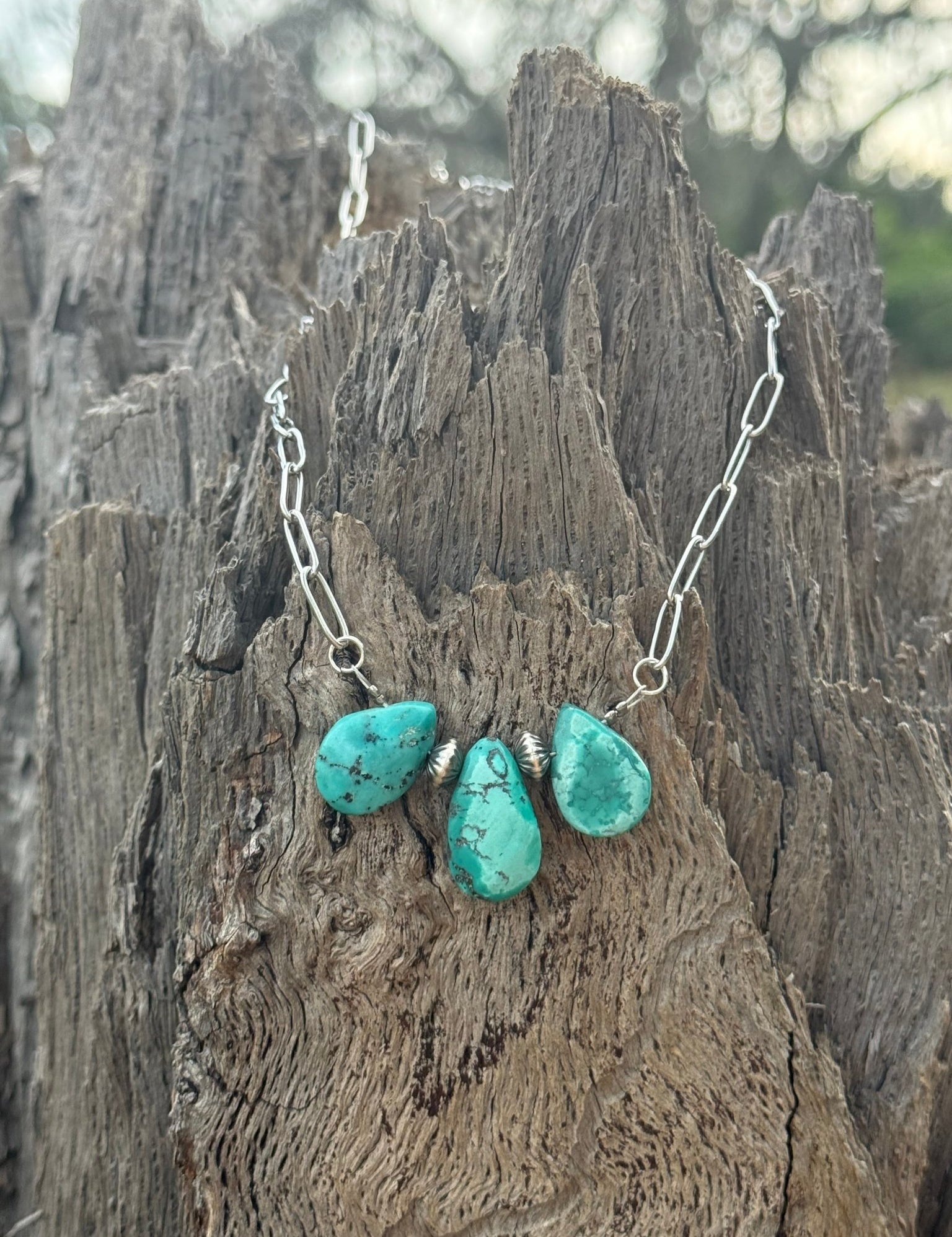 Authentic Teardrop Turquoise Stones Necklace