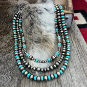 Authentic Turquoise and Pearl Layer Necklace