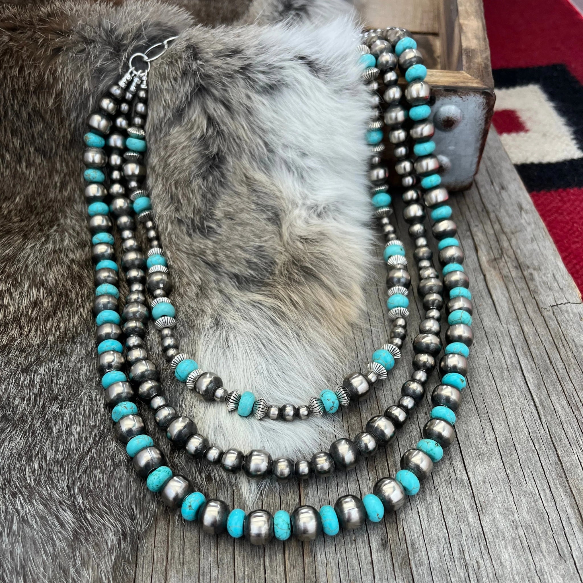 Authentic Turquoise and Pearl Layer Necklace