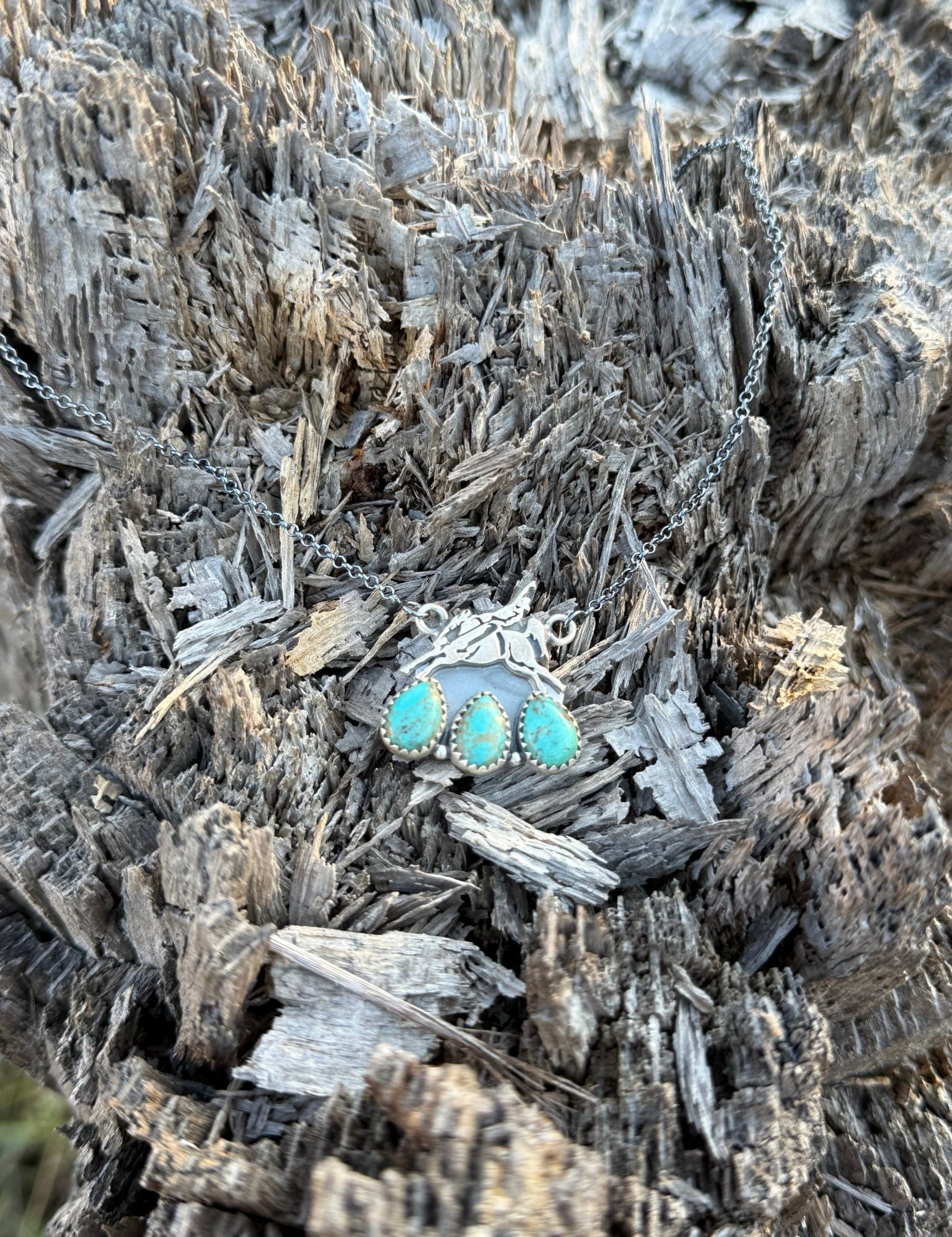 Authentic Turquoise Bucking Cowboy Pendant Necklace