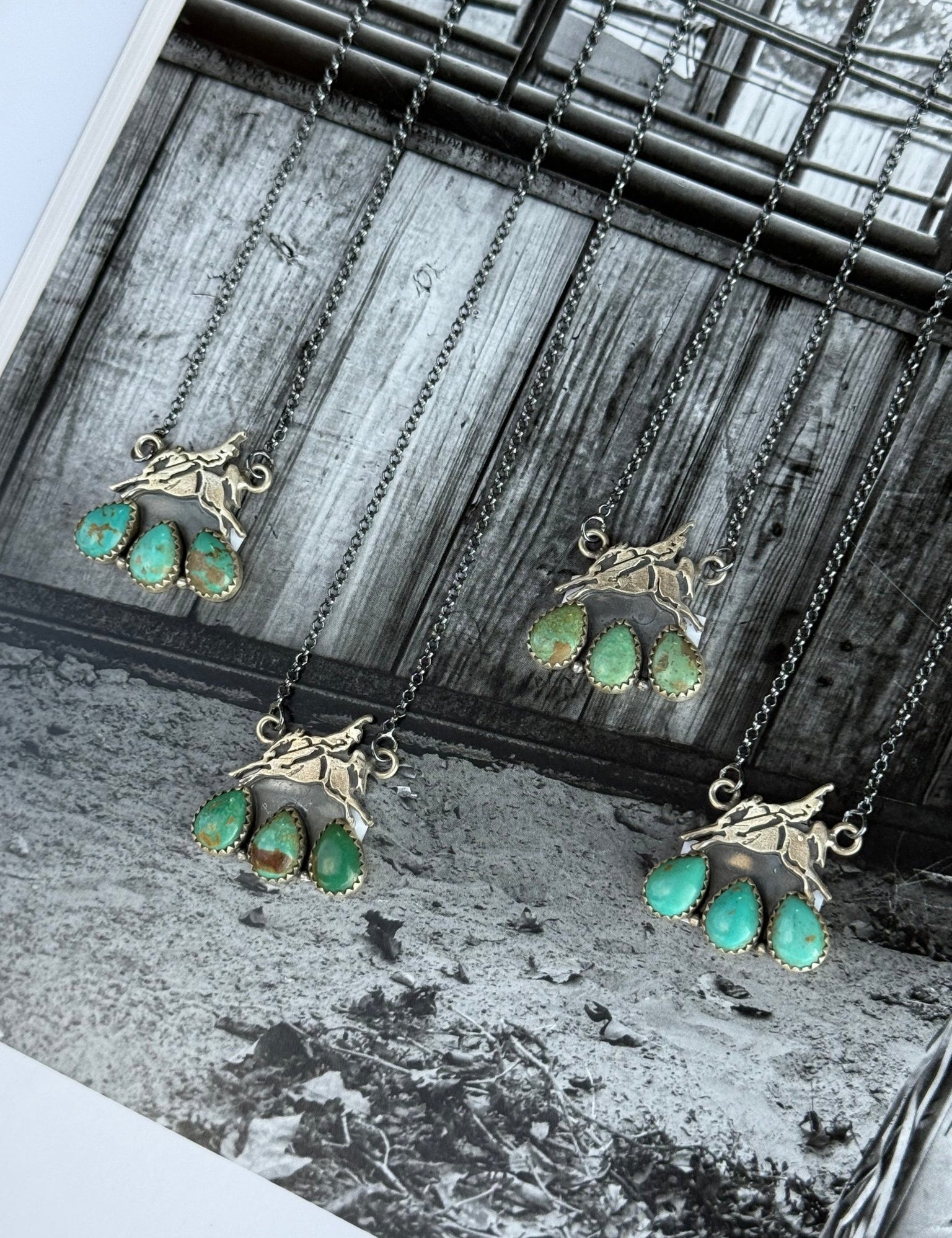 Authentic Turquoise Bucking Cowboy Pendant Necklace