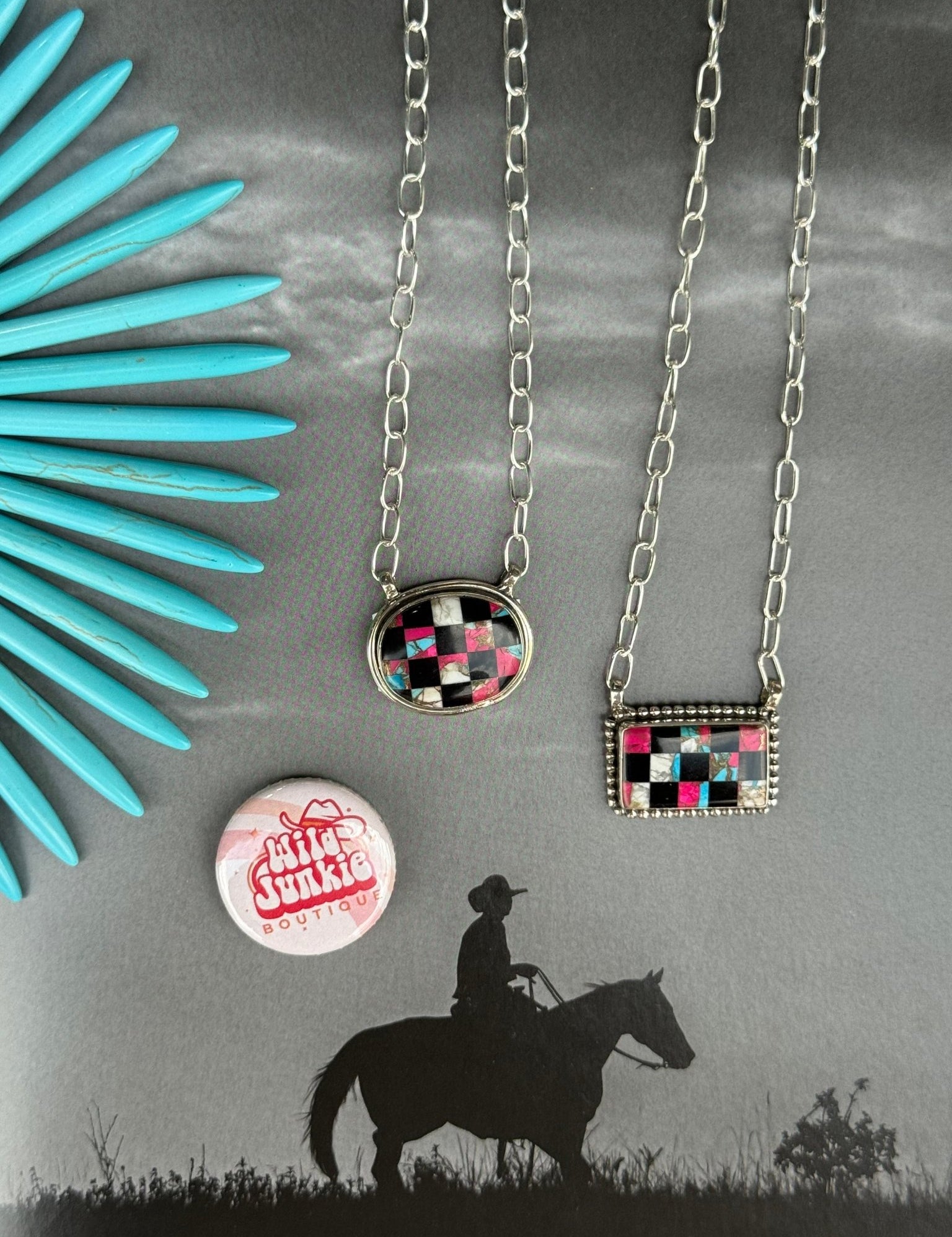 Authentic Turquoise Checkered NecklaceOval