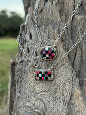 Authentic Turquoise Checkered NecklaceOval