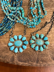 Authentic Turquoise Cluster Pendant Necklace