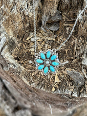 Authentic Turquoise Flower Cluster Necklace