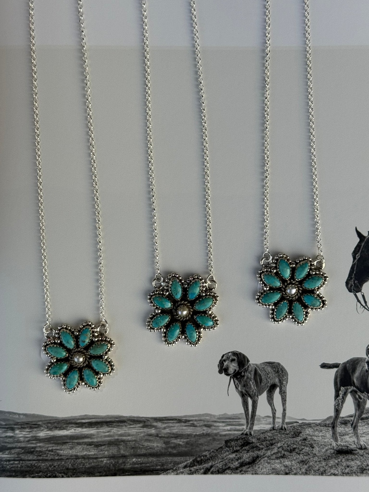Authentic Turquoise Flower Cluster Necklace