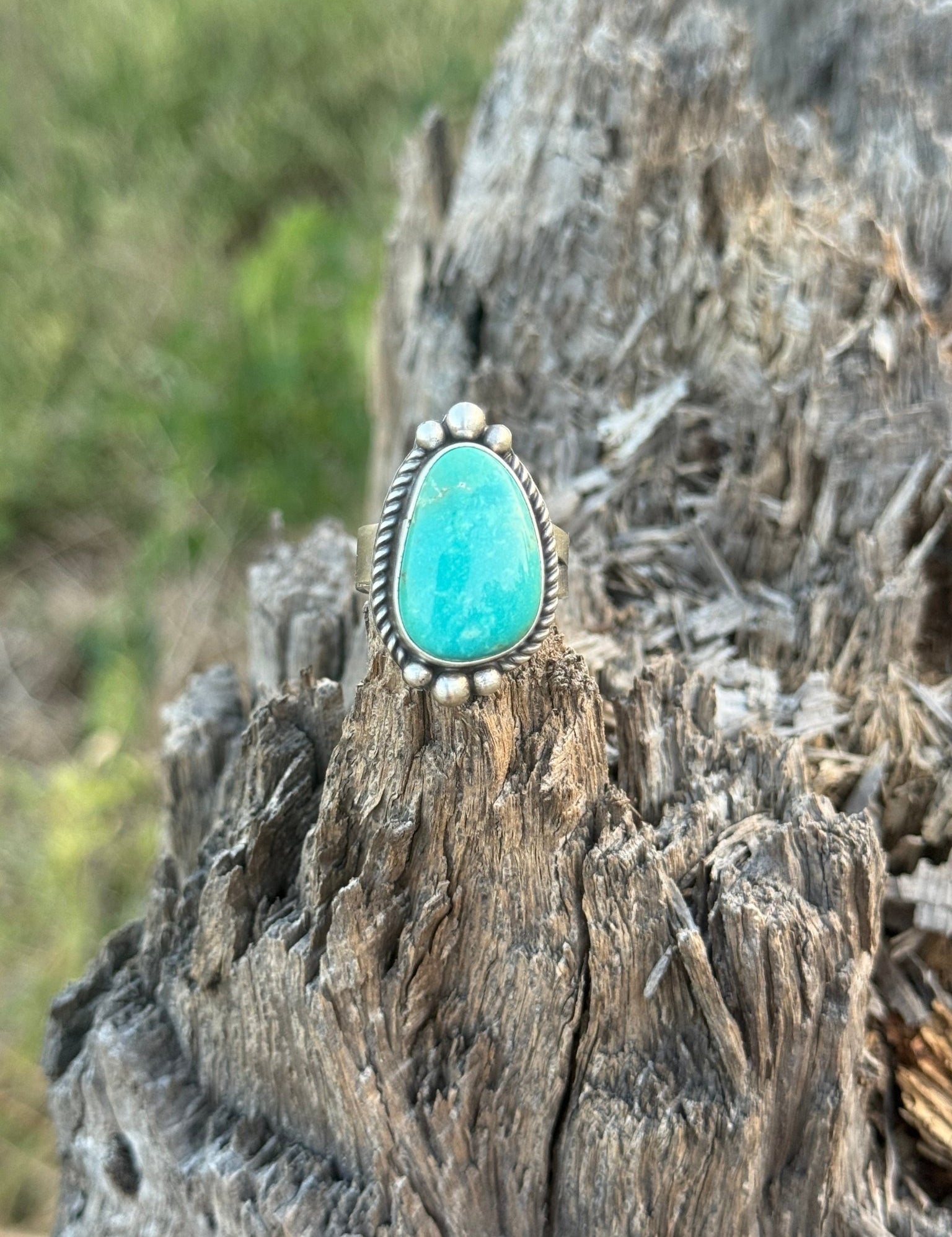 Authentic Turquoise Large Teardrop Ring