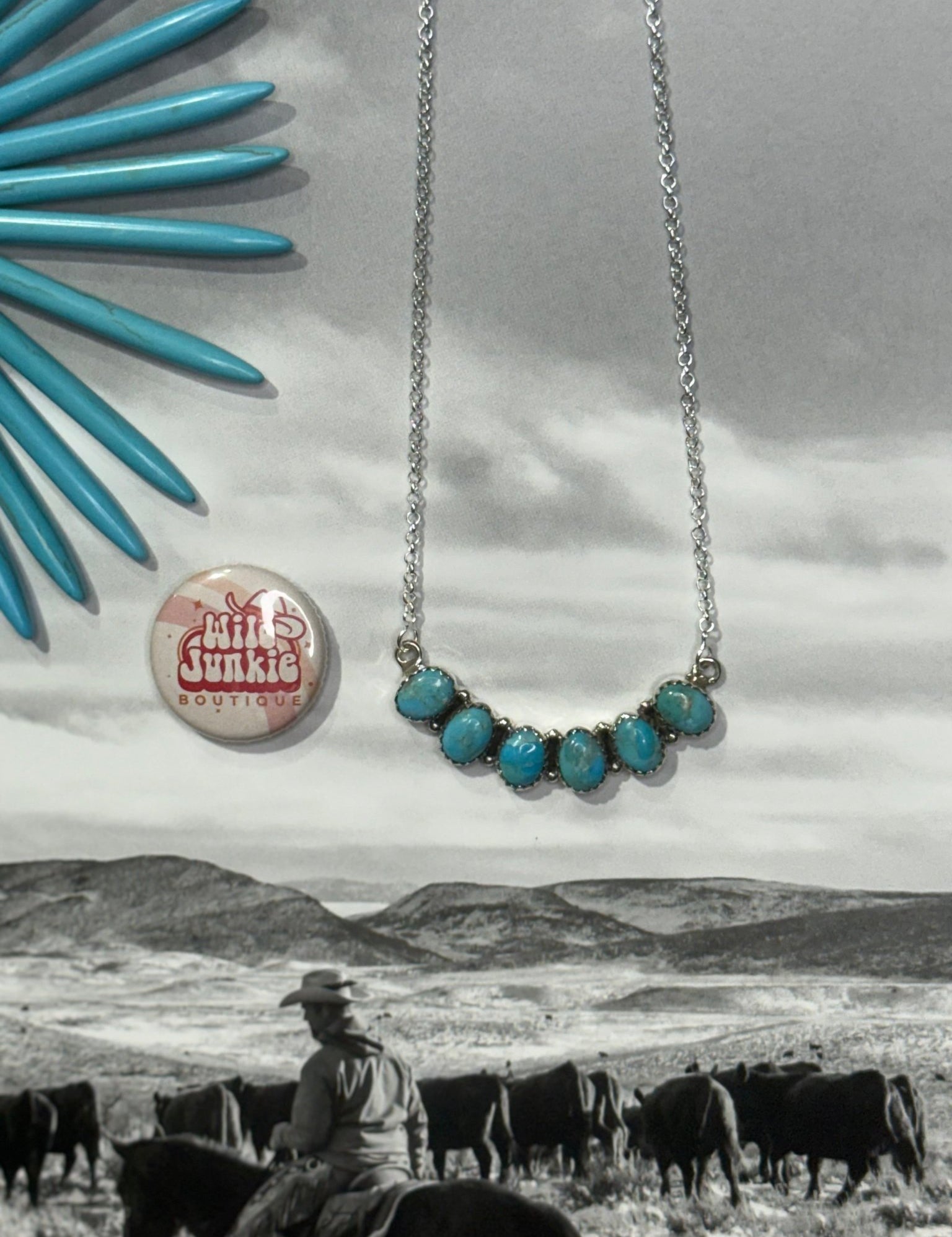 Authentic Turquoise Row Cascade Necklace