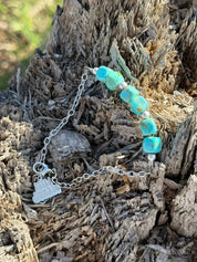 Authentic Turquoise Square Beads Chain Bracelet