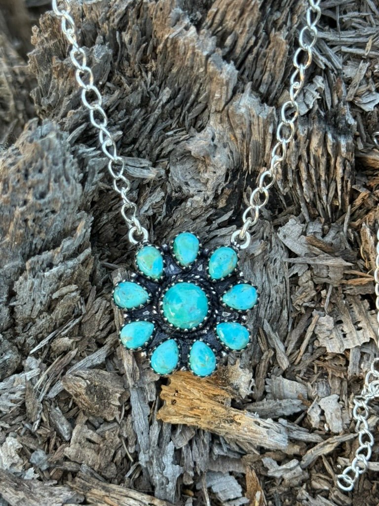Authentic Wildflower Blossom Chain NecklaceTurquoise