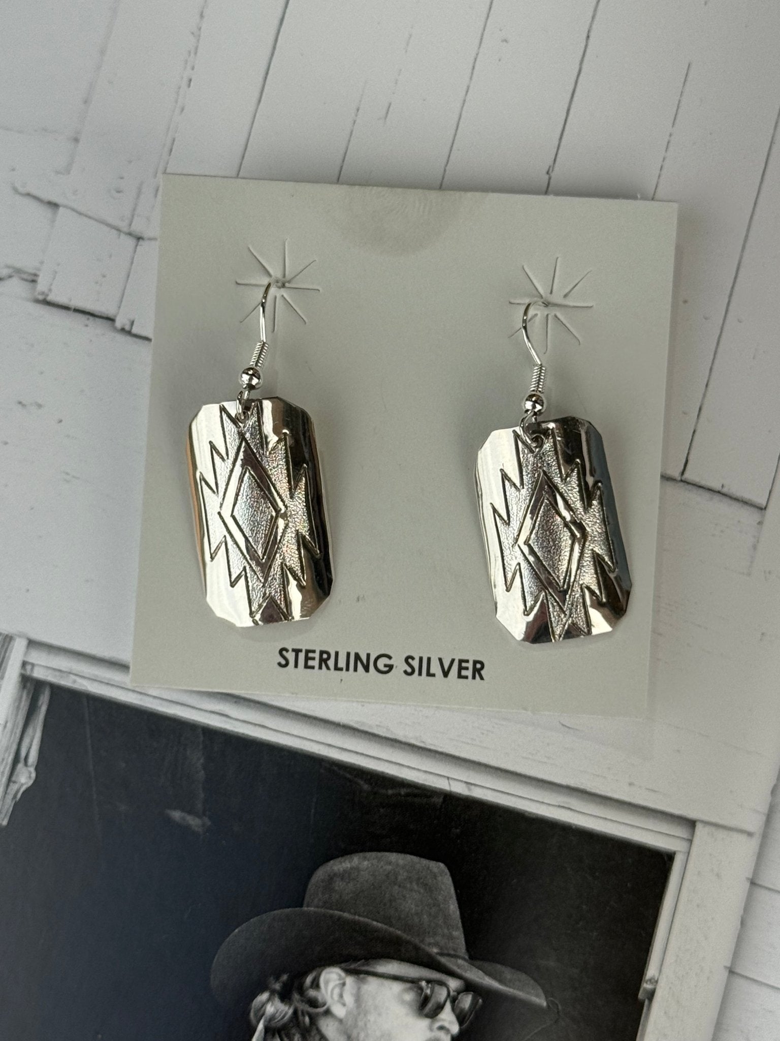 Aztec Diamond Burst Dangle Earrings