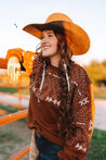 Aztec Embroidered Sweater - RustS