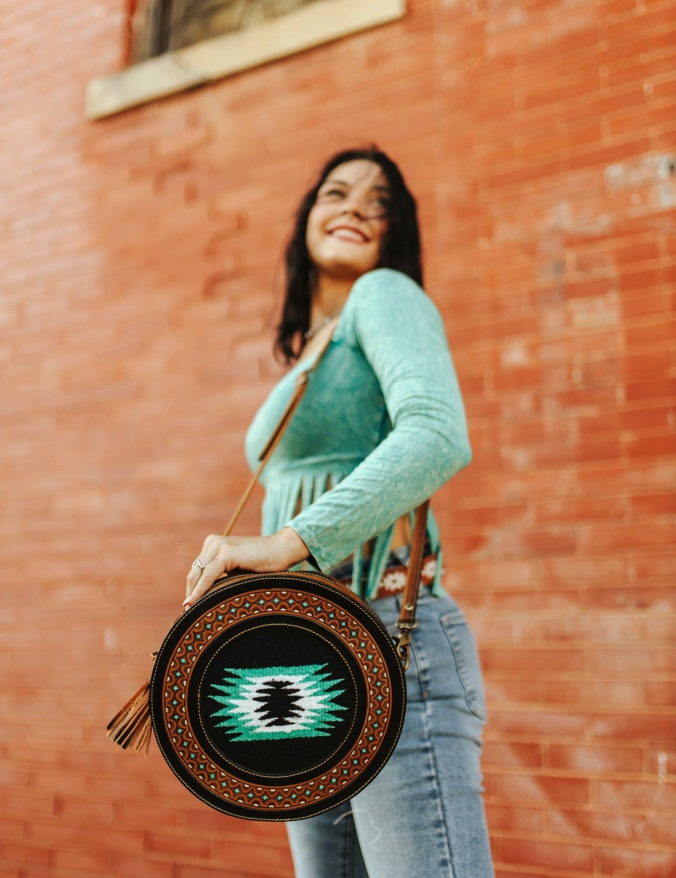 Aztec Eye Round Crossbody BagMultiOS