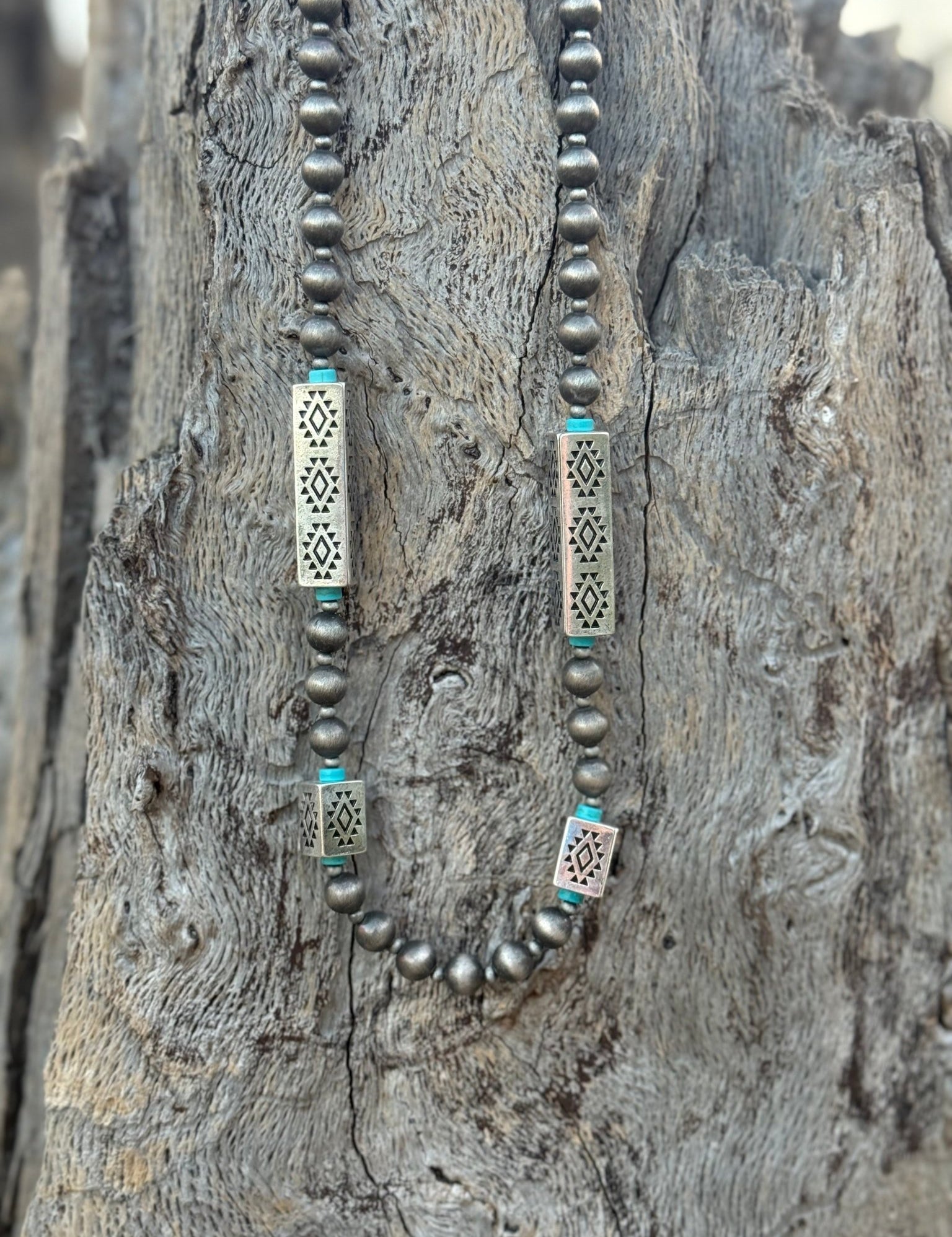Aztec Geometric Beaded Necklace