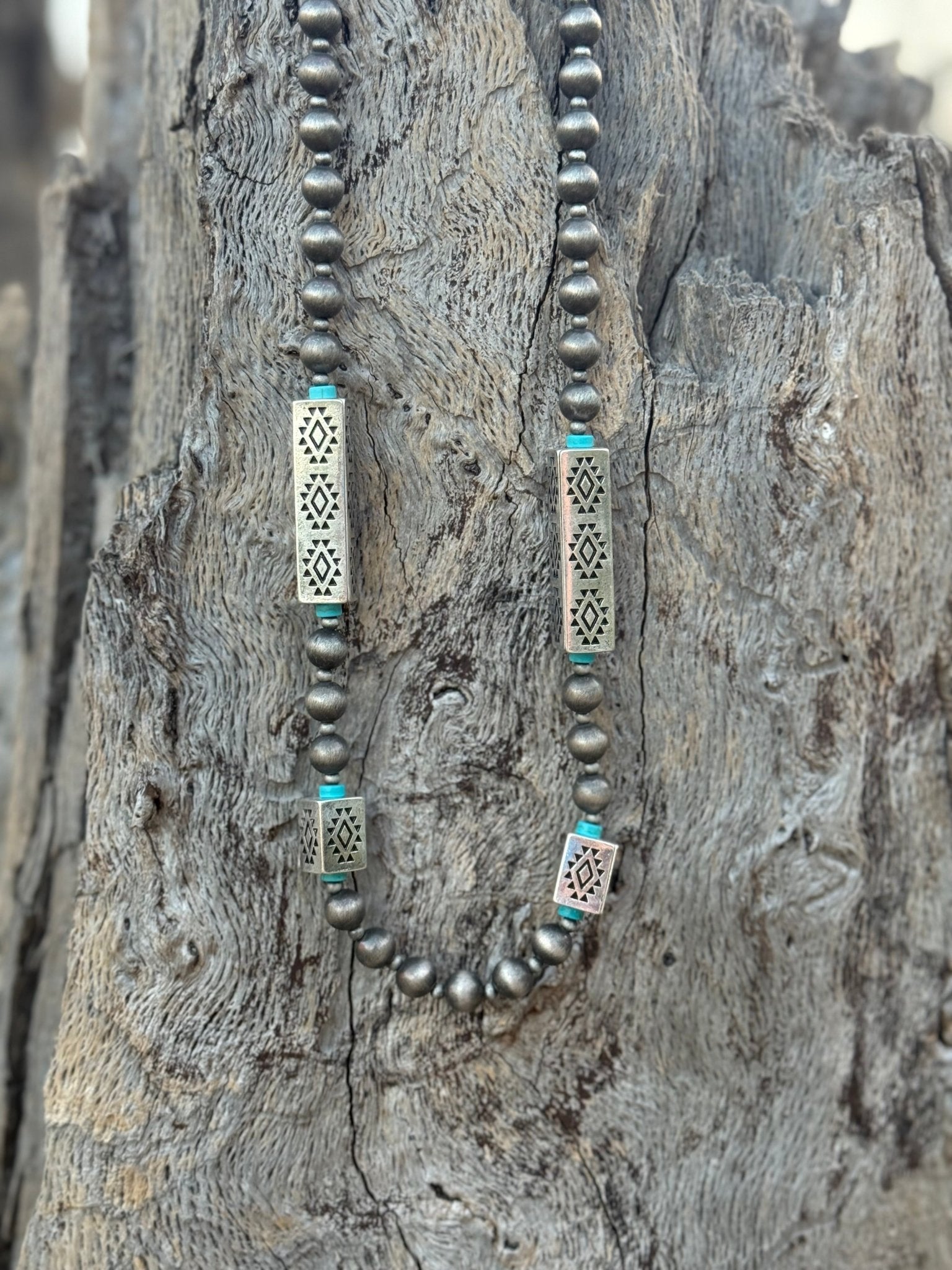 Aztec Geometric Beaded Necklace