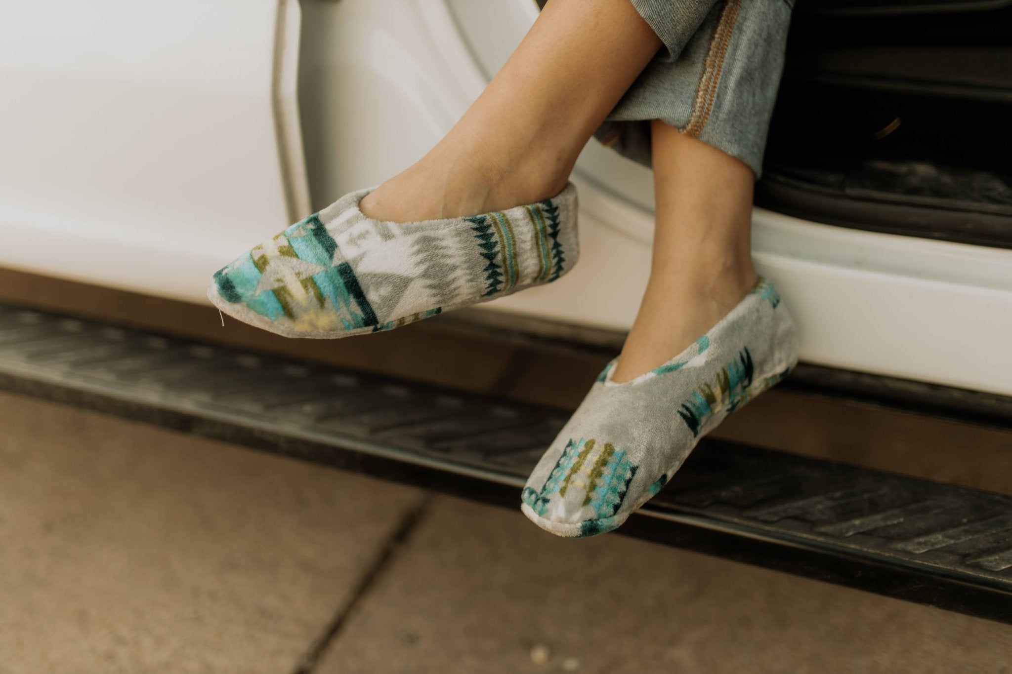 Aztec Slipper Sock - GreyGreyS