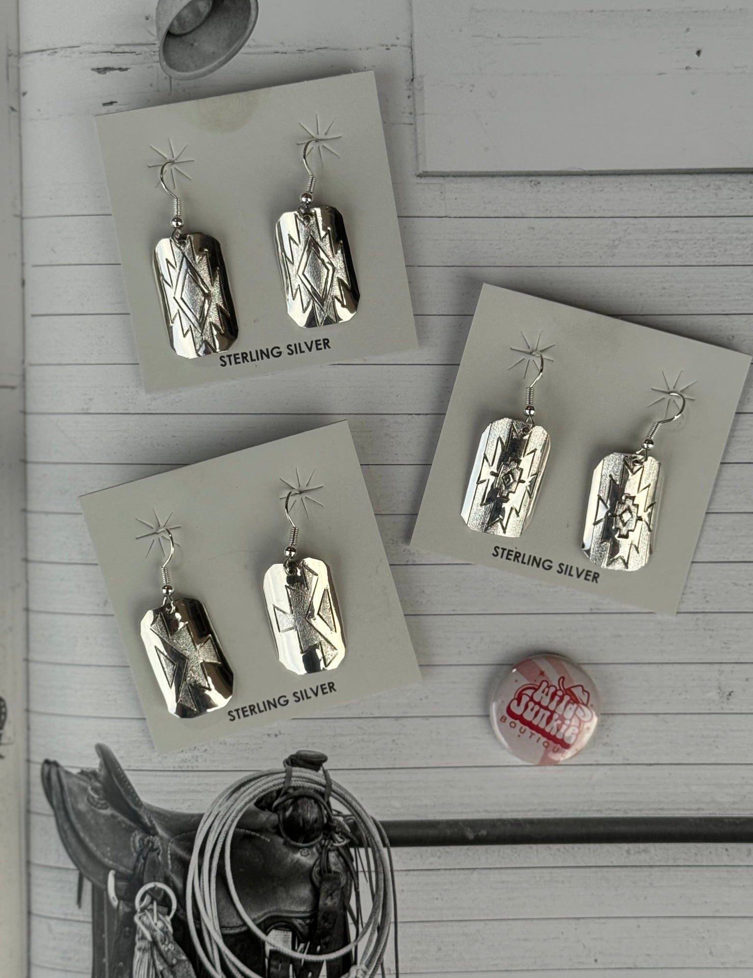 Aztec Sun Burst Dangle Earrings