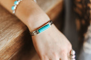 Aztec Turquoise Bar Cuff Bracelet