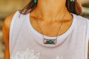 Aztec Turquoise Bar NecklaceSilverOS