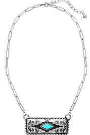 Aztec Turquoise Bar NecklaceSilverOS
