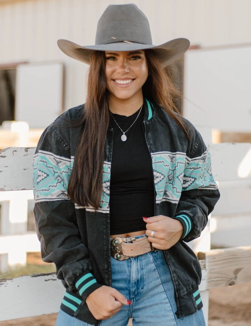 Aztec Turquoise Bomber JacketS
