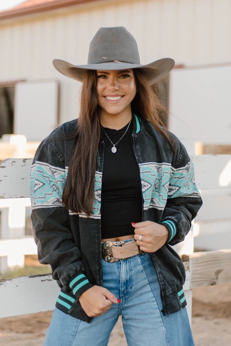 Aztec Turquoise Bomber JacketS