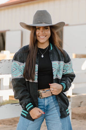 Aztec Turquoise Bomber JacketS