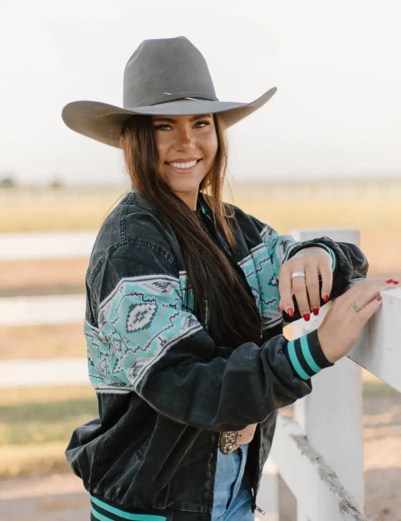 Aztec Turquoise Bomber JacketS