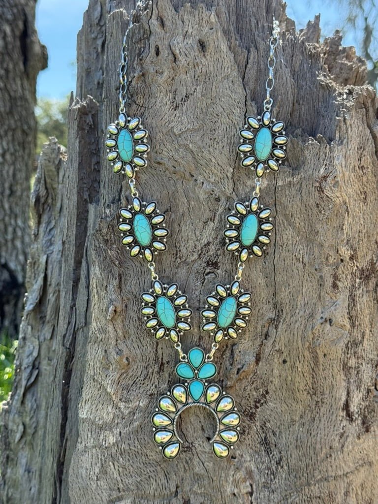 Azure Petal Squash Blossom Necklace