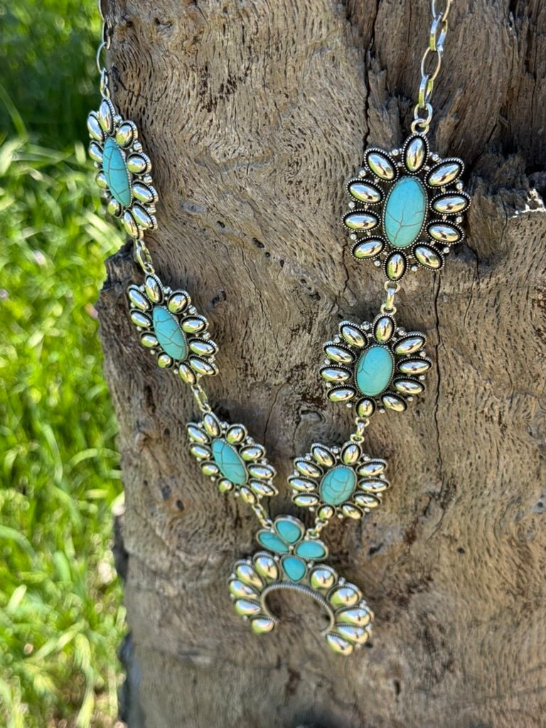 Azure Petal Squash Blossom Necklace