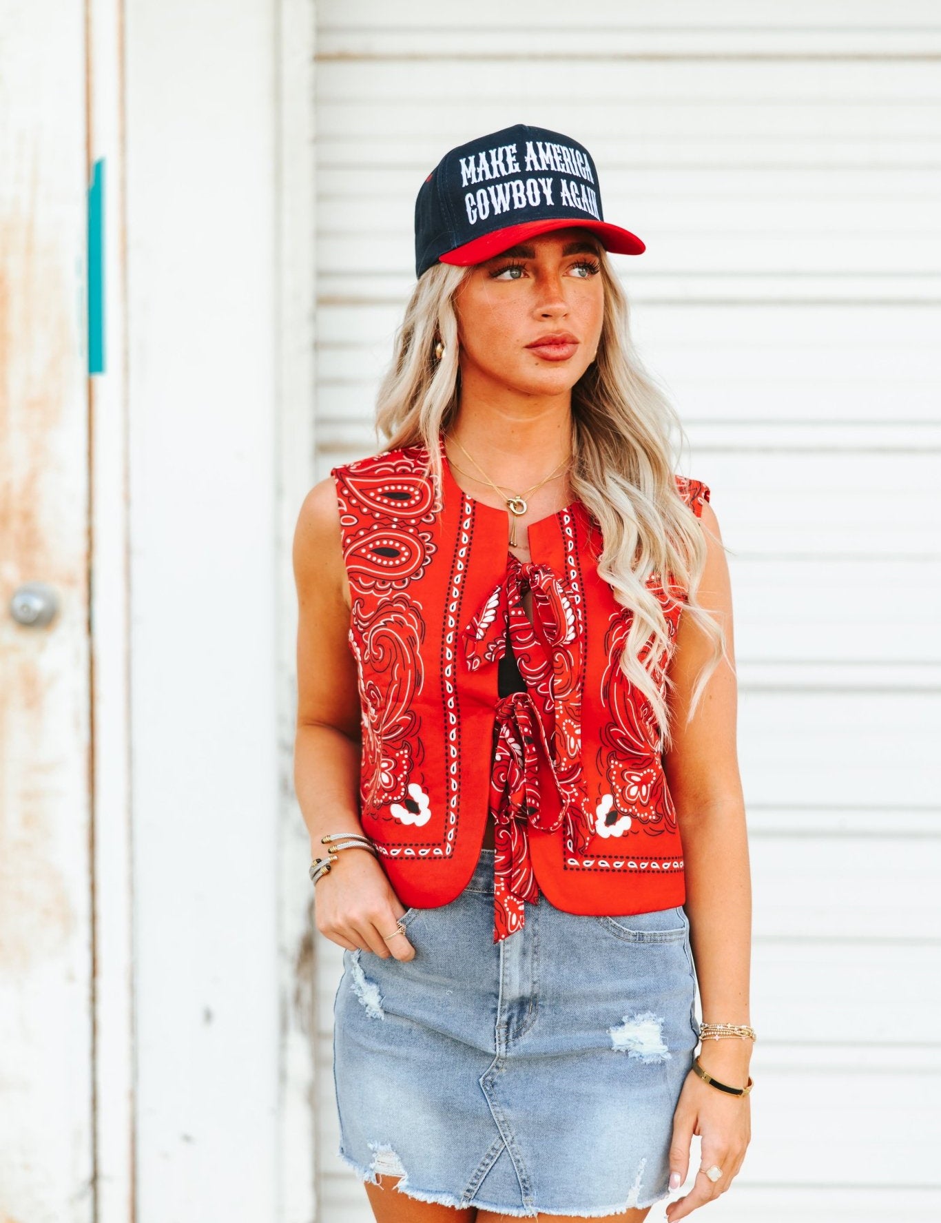 Bandana Print Front Tie VestS