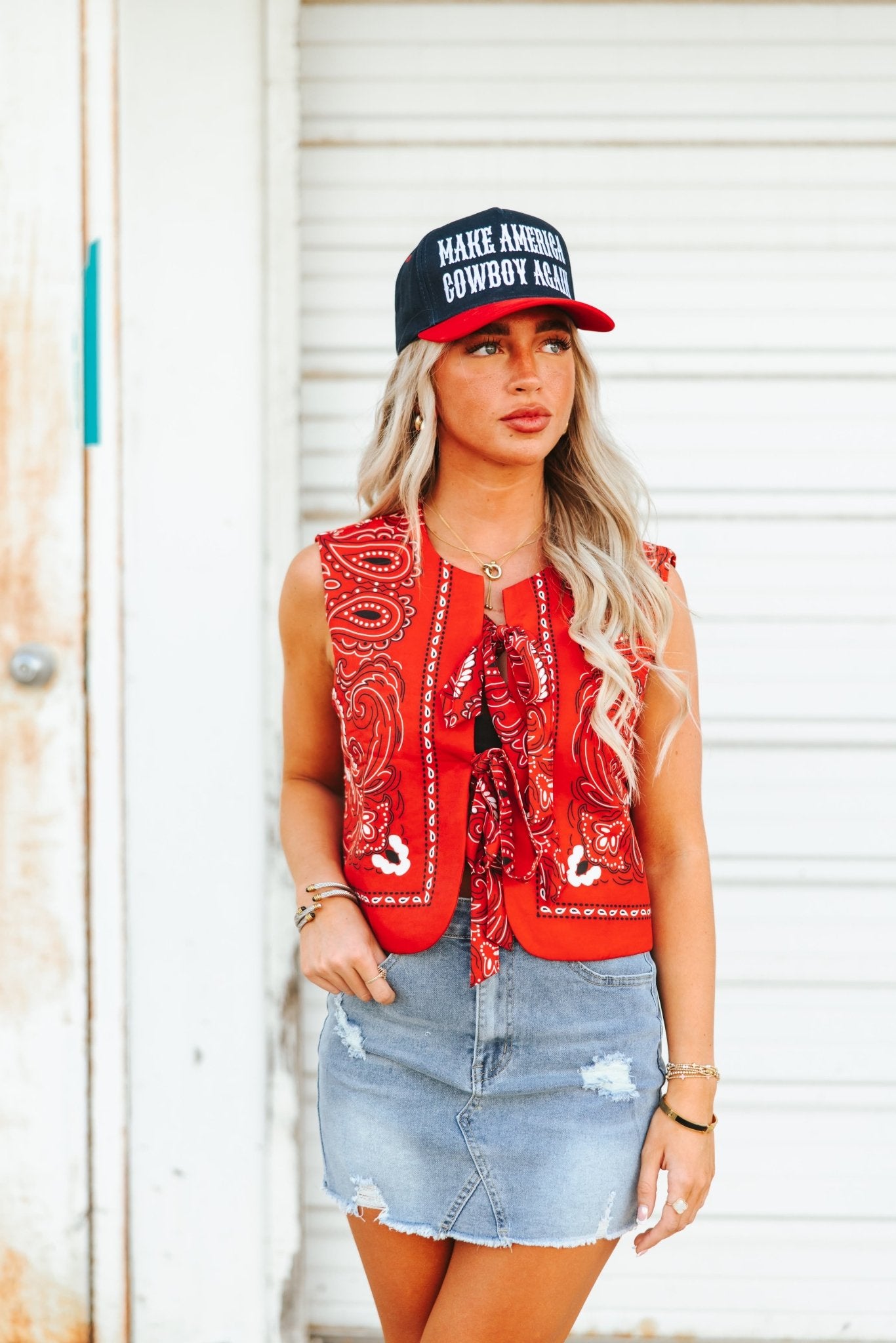 Bandana Print Front Tie VestS