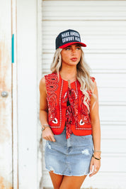 Bandana Print Front Tie VestS