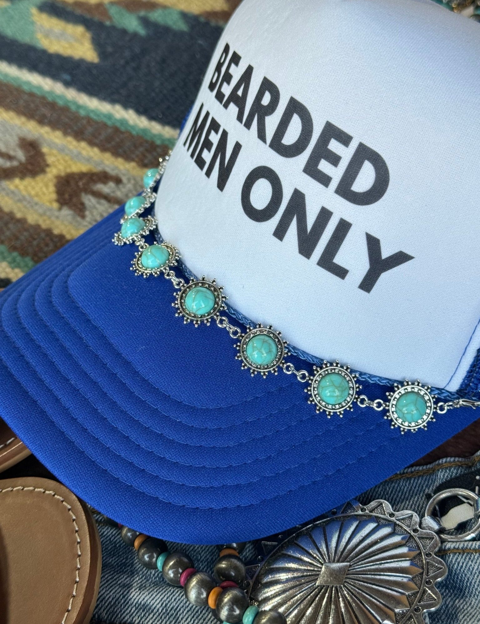 Bearded Men Only Trucker HatBlue & White