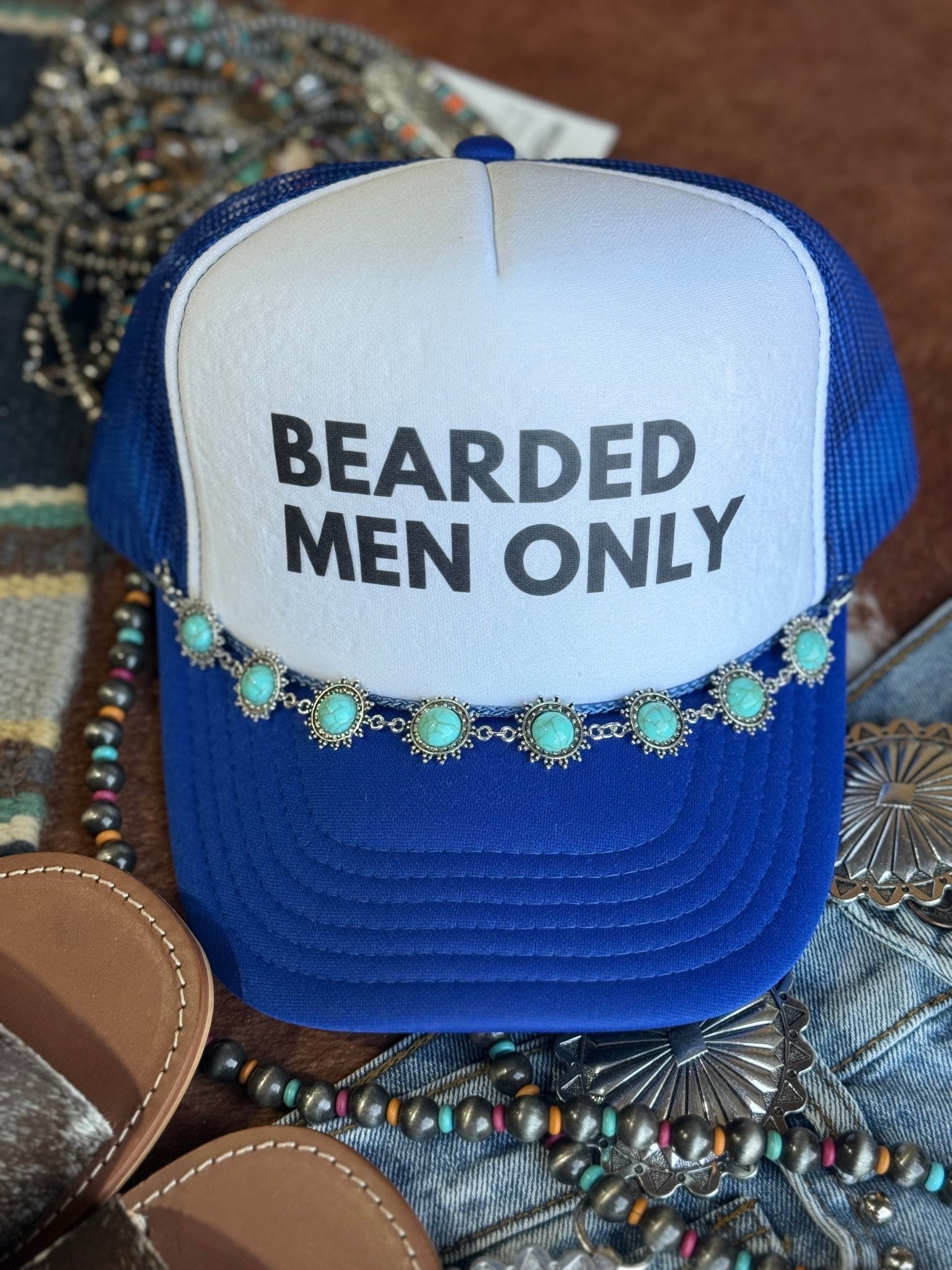 Bearded Men Only Trucker HatBlue &amp; White