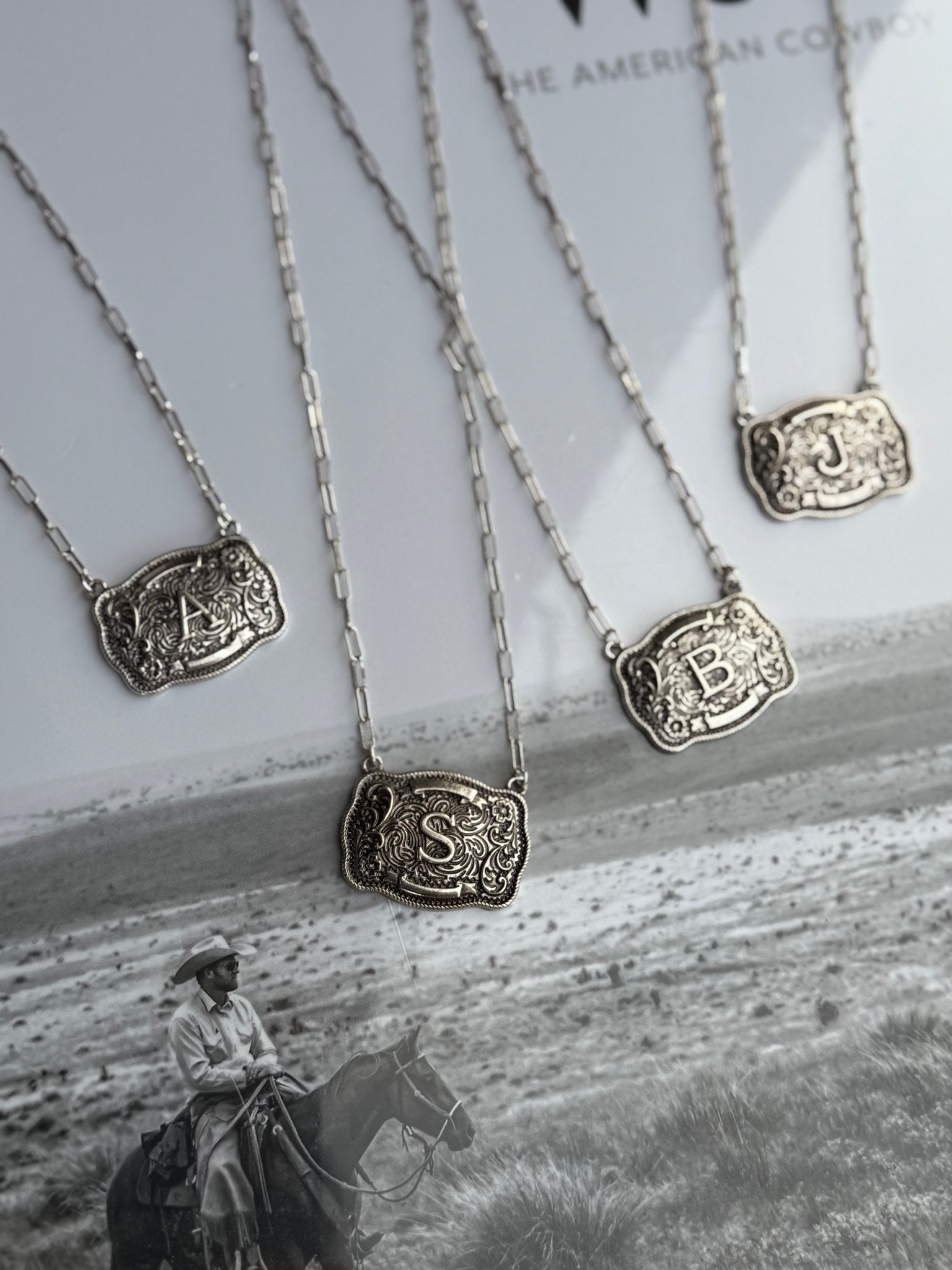 Belt Buckle Initial NecklaceA